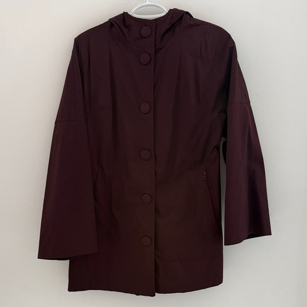lululemon athletica Hooded Button-Front Trench Coat in Deep Plum